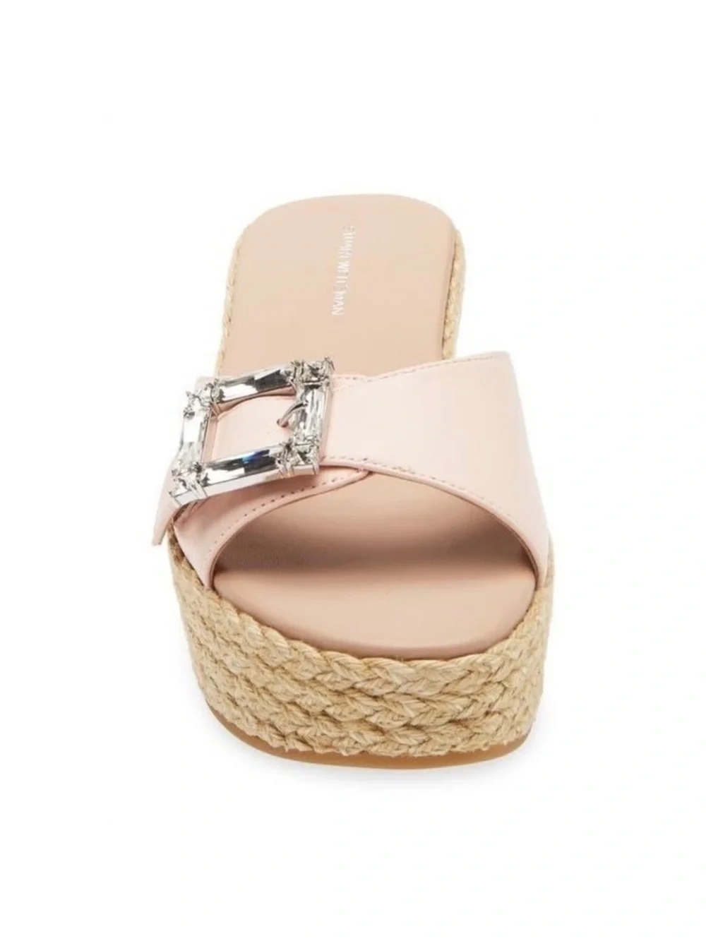 Stuart Weitzman June Crystal Buckle Espadrille Wedge Sandals Blush Pink Resort - Picture 3 of 16